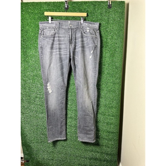 7 For All Mankind Jeans THE STRAIGHT, Black Size 38x33 - Picture 1 of 14